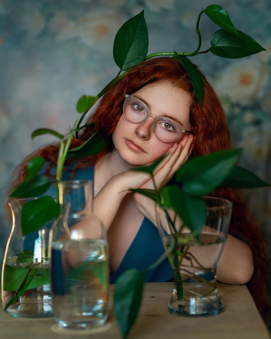 Avezano Flowers Textured Hand Painted Flowers Photography Backdrop-AVEZANO